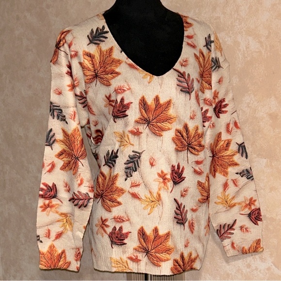 🍁🍂 Autumn Leaf Print Sweater - Picture 7 of 10